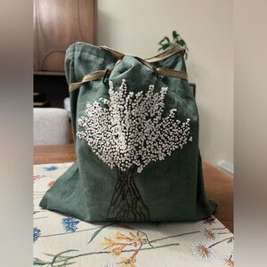 Handmade Embroidered Spring Tree Canvas Gift Bag -- NEW -- 12x12